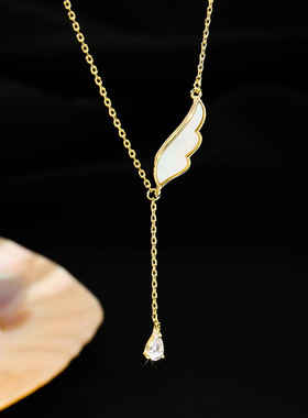 天使之翼s925纯银女项链2023年新款夏季韩版简约轻奢高级感锁骨链