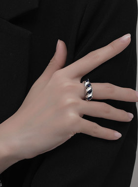 原创蓝色马眼锆石小众设计s925纯银复古泰银戒指女潮酷气质指环