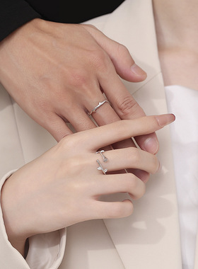 玫瑰与爱人系列 S999足银情侣戒指时尚男女款一对开口可调节指环