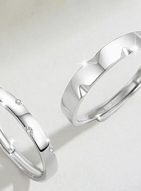 s999足银莫比乌斯轻奢镶钻素圈ins风菱角小众设计送女友七夕礼物