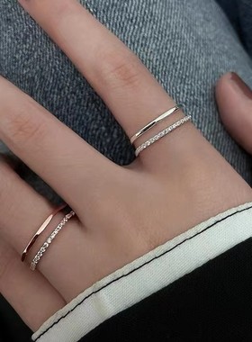 s925纯银戒指女冷淡风时尚个性爆款开口戒简约ins风指环