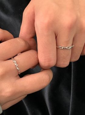 s999足银爱意交织情侣对戒莫比乌斯戒指小众设计感开口可调节指环