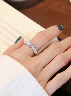 残酷月光s925纯银月光石戒指小众不规则男女简约高级感冷淡风指环