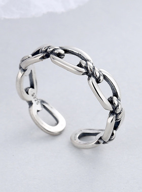 925纯银链条戒指女不掉色小众泰银指环设计感简约高级戒子