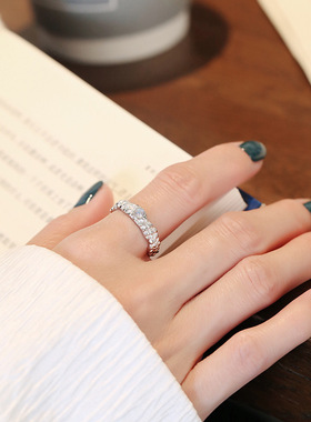 陨石戒指时尚小众设计感食指戒s925纯银ins潮流不规则纹理戒中性