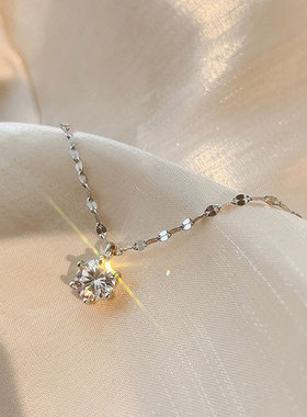 925纯银锆石瓦片链项链女小众设计高级感锁骨链ins轻奢风颈链