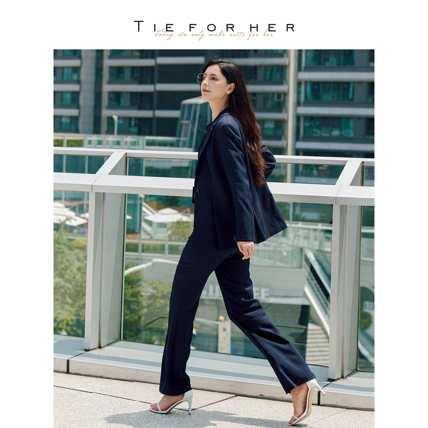 TieForHer Ecole7日神裤 垂感藏青舒适通勤直筒西裤梨形百搭裤子,淘宝优惠券,粉丝福利购,淘宝优惠卷