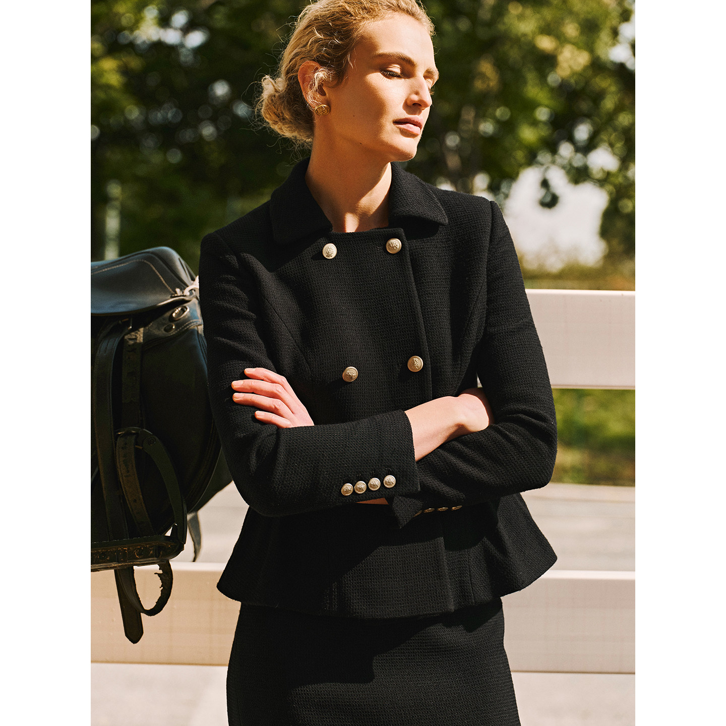 TieForHer 黑色翻领花苞下摆复古赫本风羊毛短外套铅笔半裙女秋冬,淘宝优惠券,粉丝福利购,淘宝优惠卷