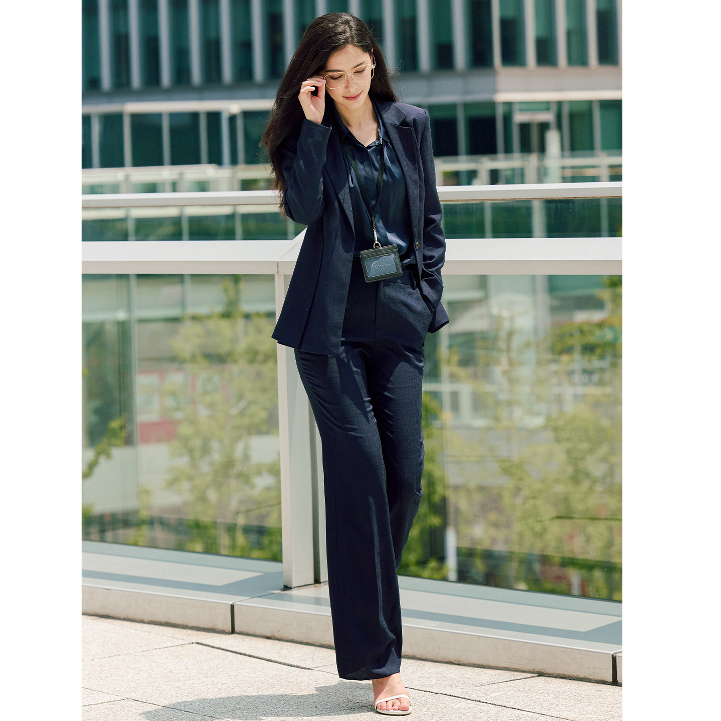 TieForHer Ecole7日神裤 垂感藏青舒适通勤直筒西裤梨形百搭裤子,淘宝优惠券,粉丝福利购,淘宝优惠卷