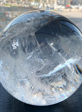 巴西天然白水晶球8-20cm阿赛透明彩虹大圆球家居装饰客厅桌面摆件