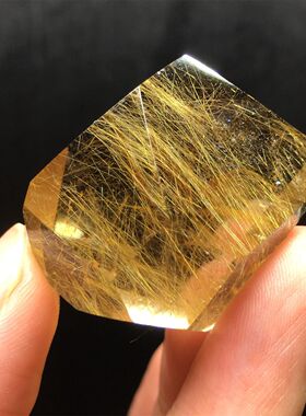 天然水晶金发晶金钛晶随形摆件精品原石打磨多面体随形摆件