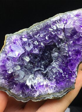 天然紫水晶簇洞片标本摆件深紫色紫晶块矿物标本家居桌面摆件