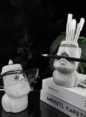 创意搞怪笔筒摆件书桌收纳筒另类眼镜支架笔架眼镜托倒流香送礼