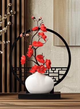 高级入门玄关摆件桌面新中式花瓶装饰品禅意客厅腊梅玄关摆件轻奢