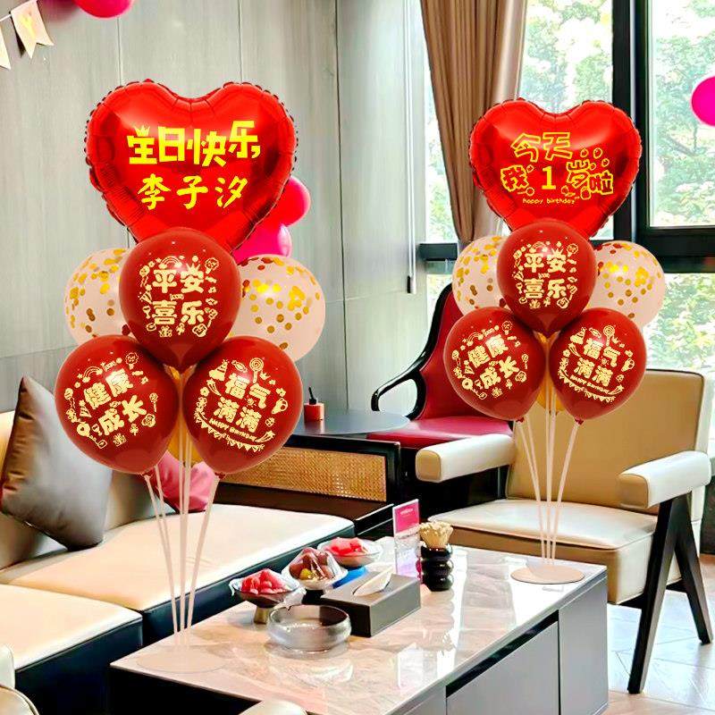 生日快乐桌飘气球装饰场景布置儿童宝宝满月百天周岁仪式派对背景,淘宝优惠券,粉丝福利购,淘宝优惠卷