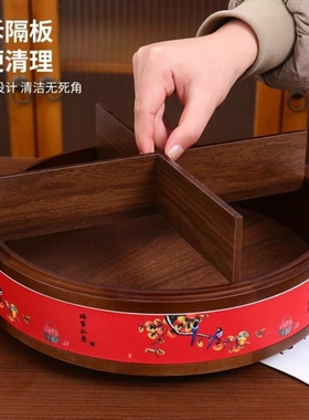 新中式双层实木干果盒家用轻奢高档带盖干果零食收纳盘茶点摆放盘