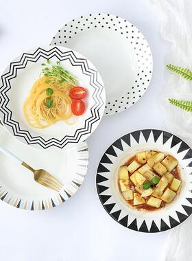 北欧义大利面盘子网红25简约陶瓷创意餐具日式深汤盘子家用西餐盘