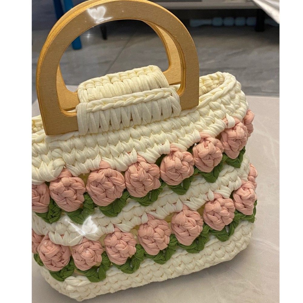 法式手提包小香风泡芙花朵包向日葵包手工diy材料包毛线编织钩针,淘宝优惠券,粉丝福利购,淘宝优惠卷