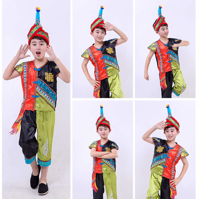 儿童畲族哈尼族舞蹈服56个少数民族服装表演服男女童初高中运动会 - 图1