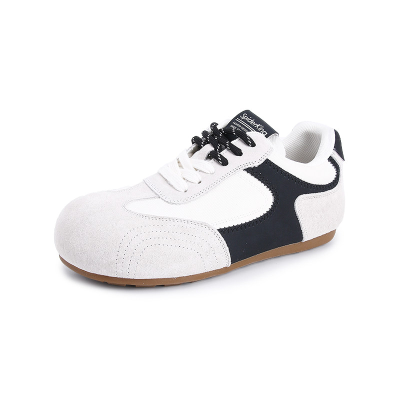 蜘蛛王真皮复古拼色德训鞋女2026年春季休闲运动鞋户外软底旅游鞋,淘宝优惠券,粉丝福利购,淘宝优惠卷