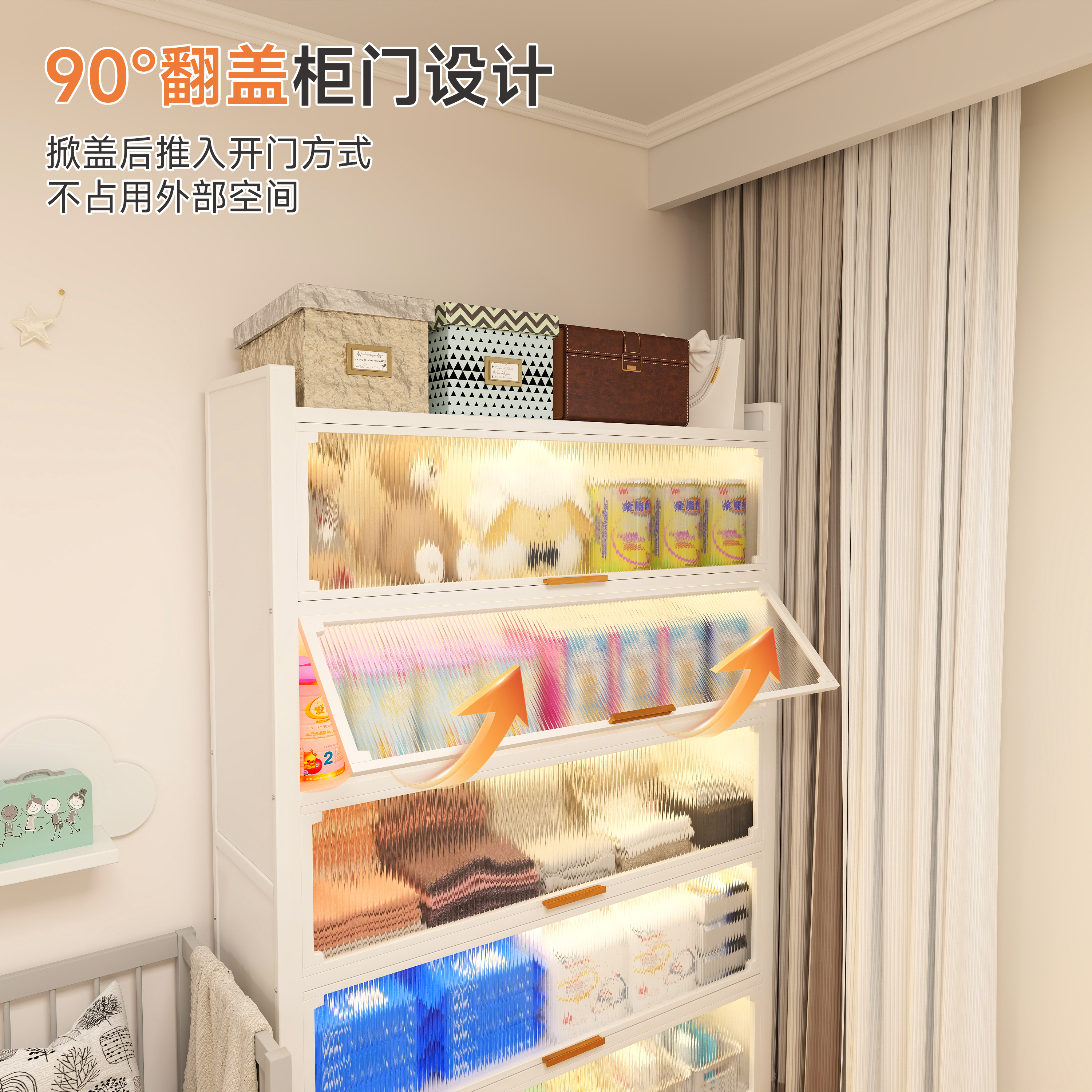 喂养台宝宝收纳柜婴儿用品置物架厨房儿童衣柜玩具收纳储物柜子 - 图1