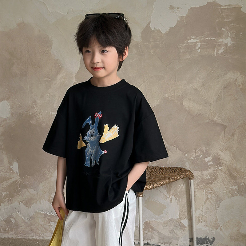 虾酱麻麻男童短袖t恤夏装2025新款上衣洋气卡通印花儿童半袖体恤,淘宝优惠券,粉丝福利购,淘宝优惠卷