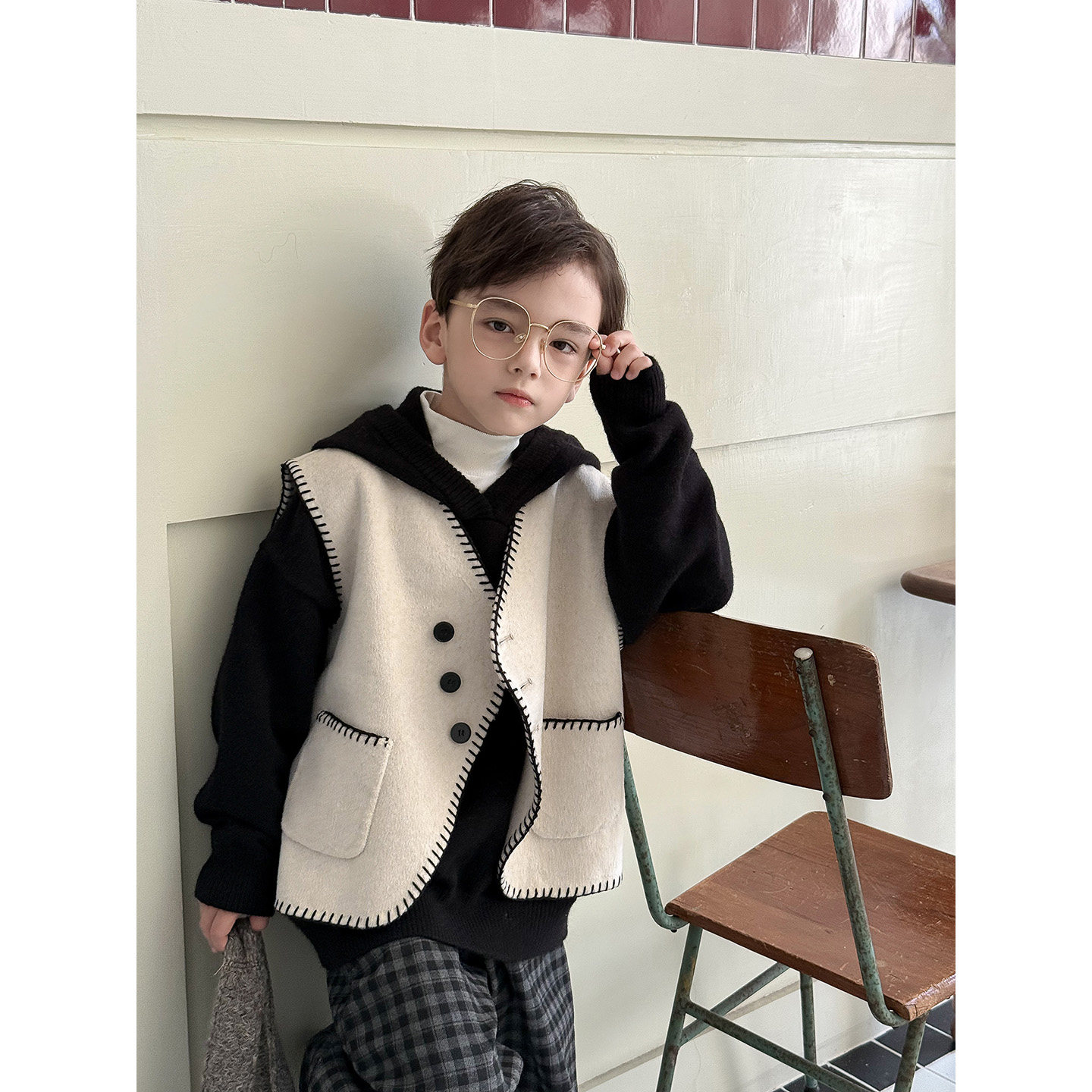 虾酱麻麻男童连帽毛衣秋冬装2025新款男孩洋气加厚保暖儿童针织衫,淘宝优惠券,粉丝福利购,淘宝优惠卷