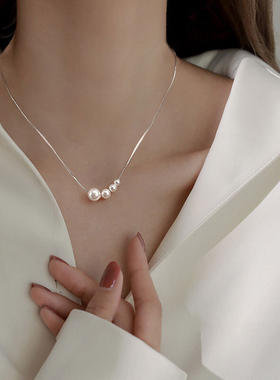 S925纯银项链施家珠银施家珍珠