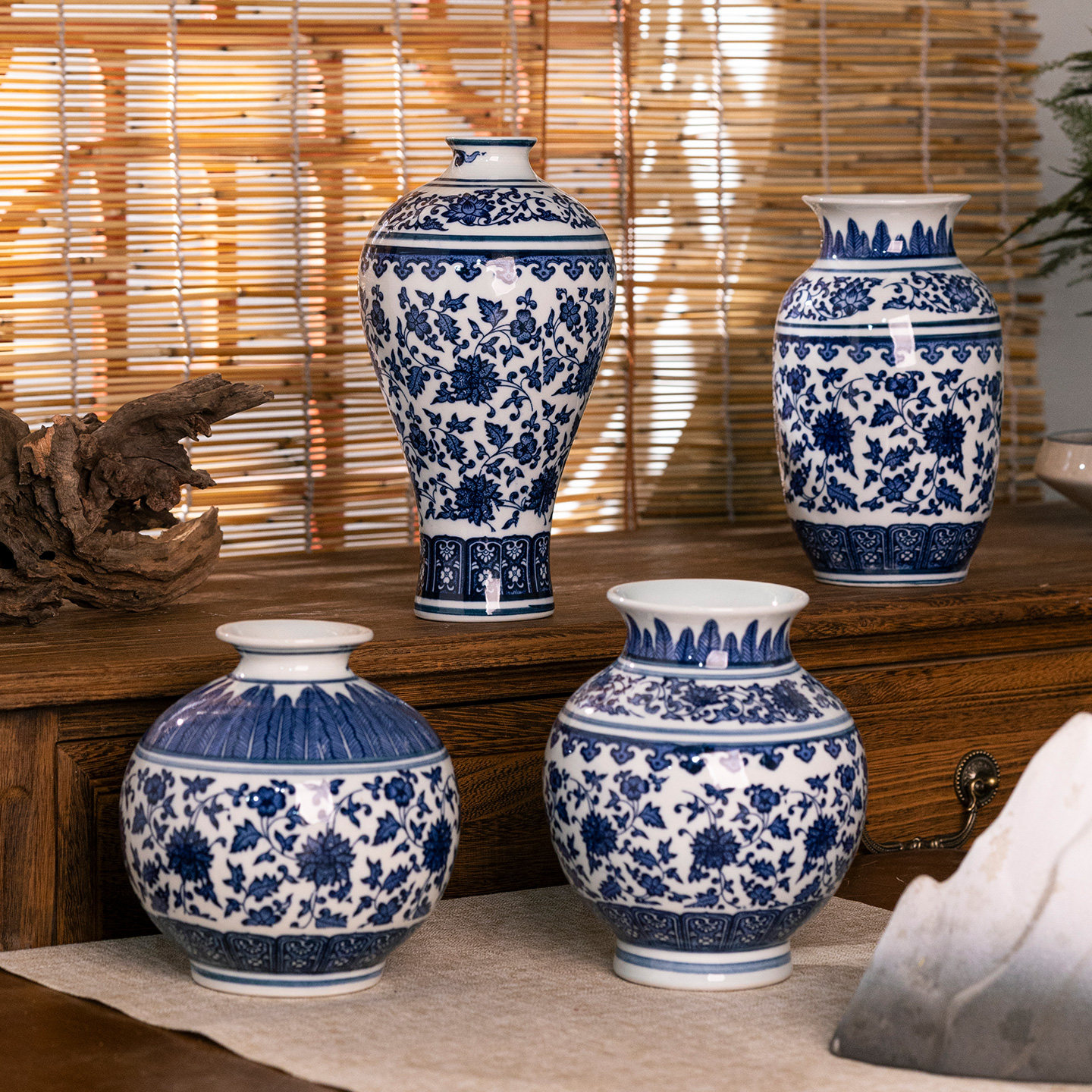 景德镇中式陶瓷花瓶摆件客厅家居电视柜青花瓷储物罐餐桌软装饰品,淘宝优惠券,粉丝福利购,淘宝优惠卷