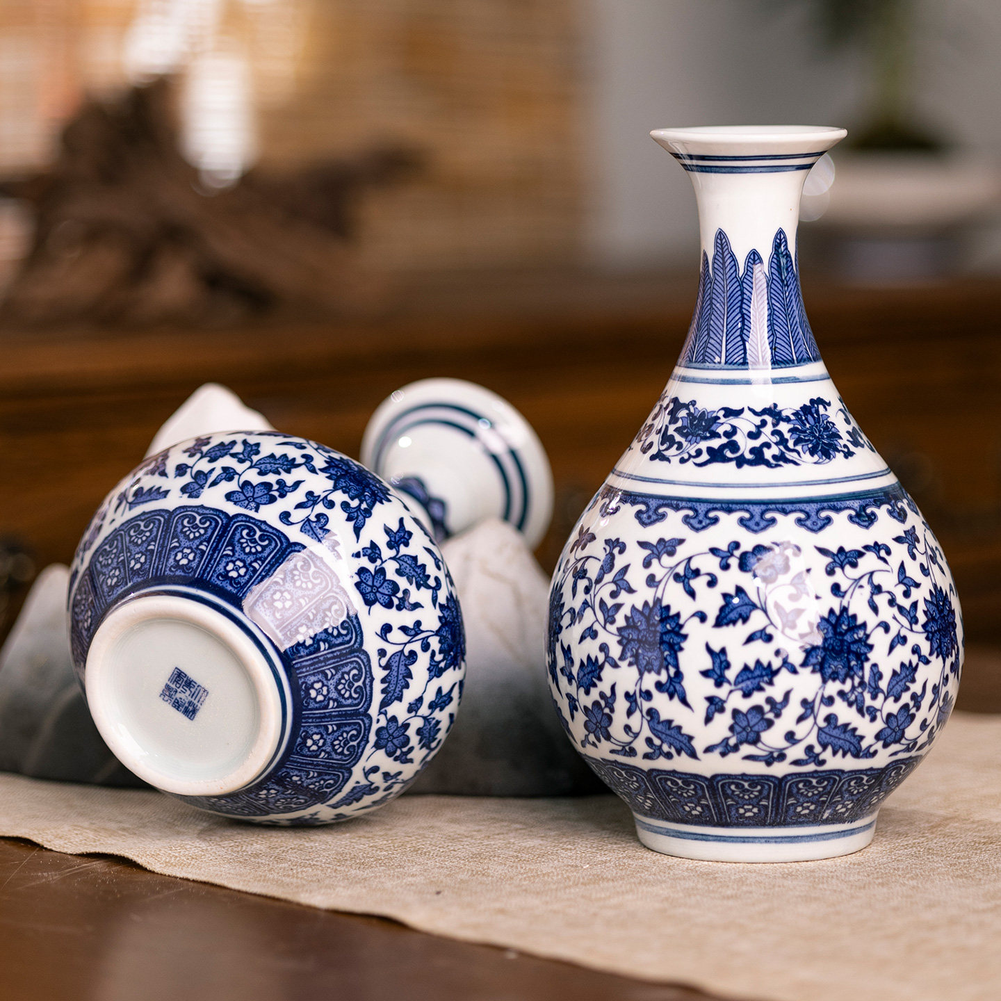 景德镇中式陶瓷花瓶摆件客厅家居电视柜青花瓷储物罐餐桌软装饰品,淘宝优惠券,粉丝福利购,淘宝优惠卷