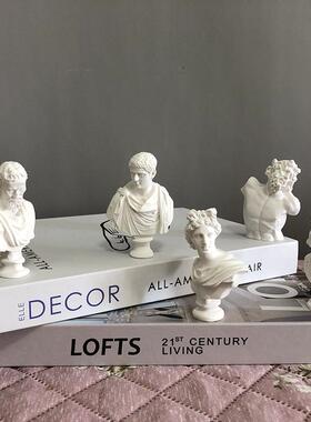 北欧ins风迷你树脂石膏人头雕像创意文艺模型美术 素描摆件饰品