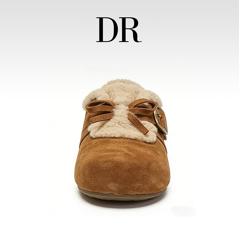 DR官方正品2025年冬季加绒圆头浅口平底软木鞋呢子复古风勃肯鞋,淘宝优惠券,粉丝福利购,淘宝优惠卷