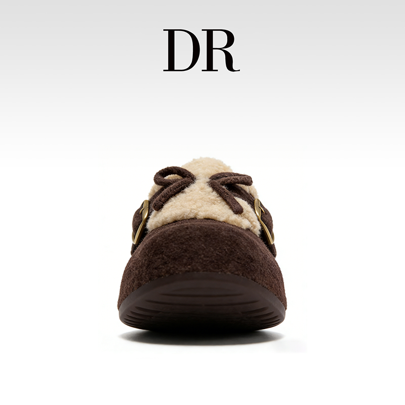 DR官方正品2025年冬季加绒圆头休闲搭扣低跟浅口平底青年舒适鞋,淘宝优惠券,粉丝福利购,淘宝优惠卷
