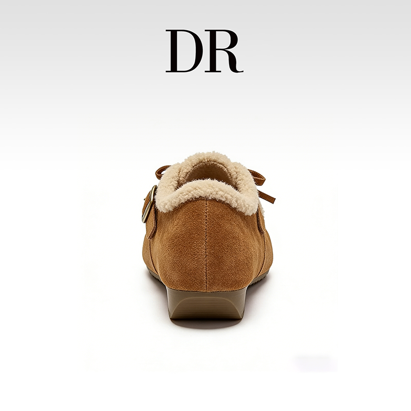 DR官方正品2025年冬季加绒圆头休闲搭扣低跟浅口平底青年舒适鞋,淘宝优惠券,粉丝福利购,淘宝优惠卷