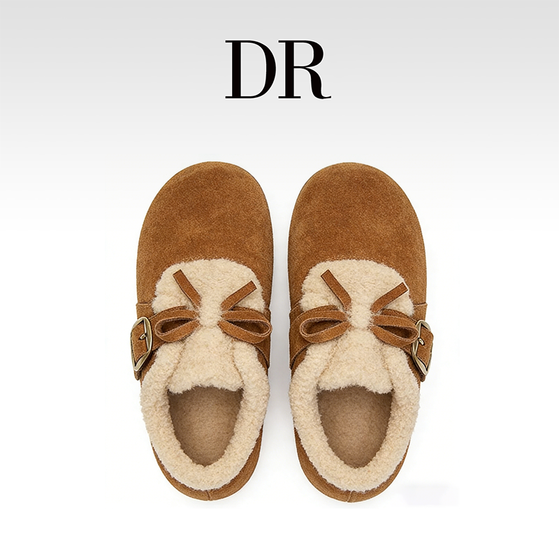 DR官方正品2025年冬季加绒圆头休闲搭扣低跟浅口平底青年舒适鞋,淘宝优惠券,粉丝福利购,淘宝优惠卷