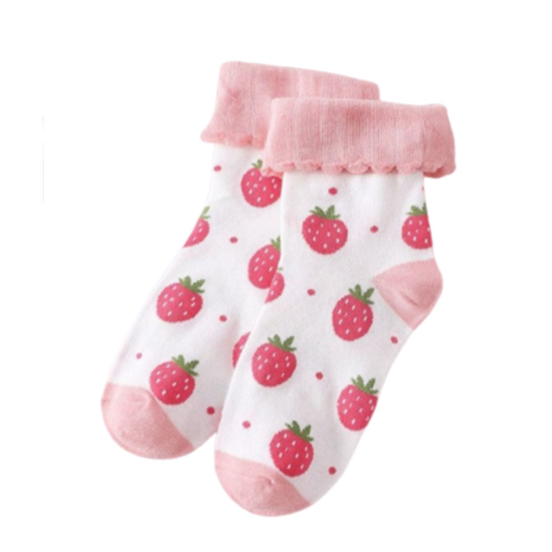 舒适休闲翻边草莓棉袜可爱仙女袜子 希贝莎短袜/打底袜/丝袜/美腿袜