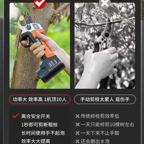 老人头KOTESO电动锂电修枝剪剪树枝充电式果树电剪子剪刀电动剪刀 - 图1