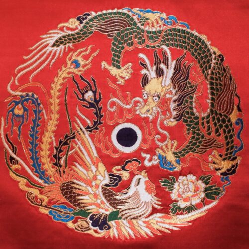 南京金梭云锦织造研究所 祥云 全手工织造龙凤呈祥卷轴框子 婚庆 - 图1