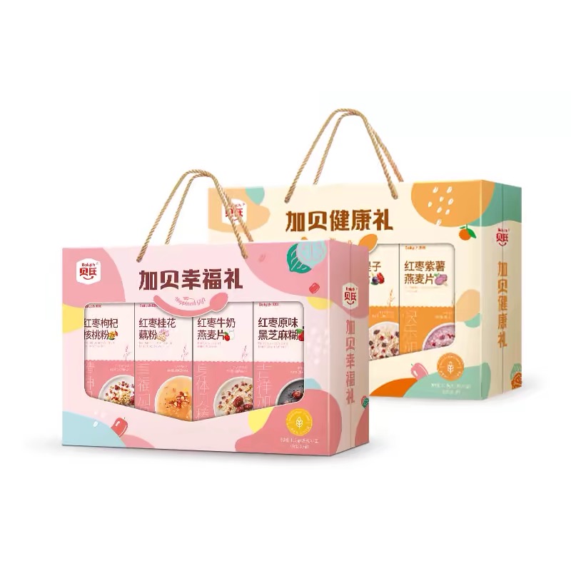 贝氏燕麦片红枣牛奶核桃早餐即食冲饮营养代餐食品饱腹礼盒装送礼