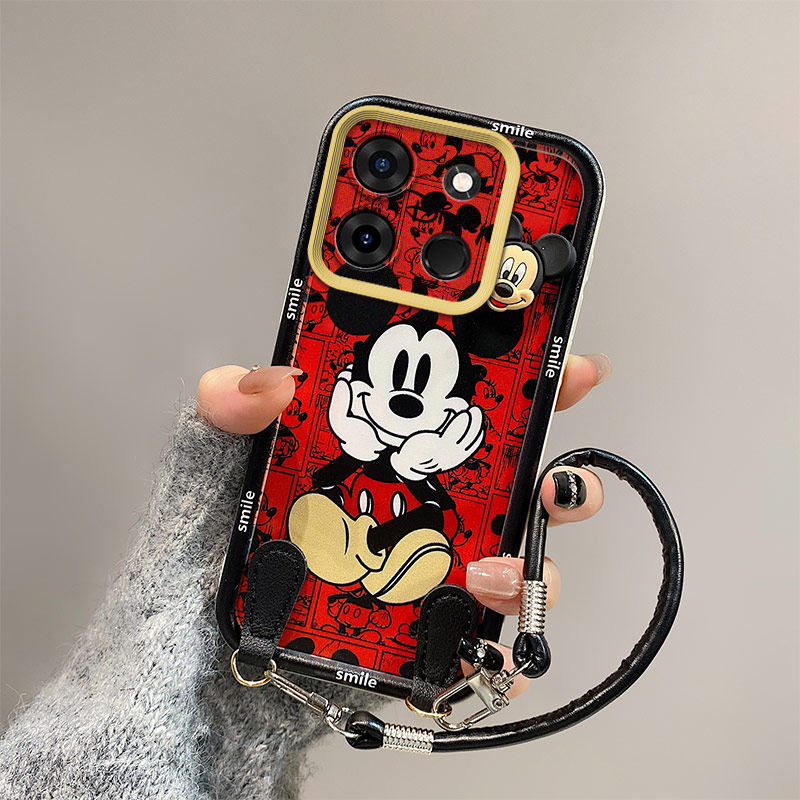 库洛米适用Tecno Pop7pro手机壳可爱潮流少女tecon小新创意卡通p0p7pro保护套tecmo pop7por米奇硅胶手绳传音 - 图3