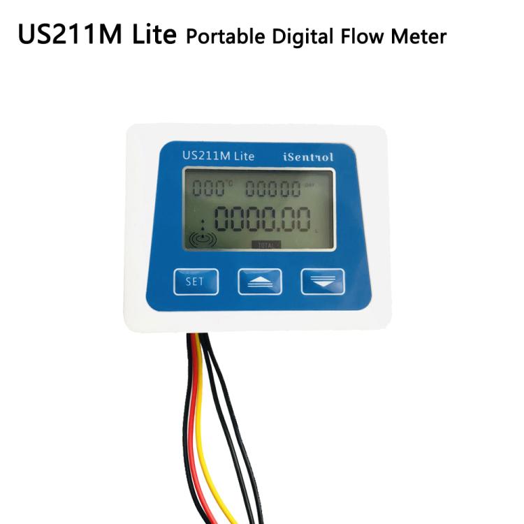 US211M Lite电池水流量表不锈钢转轴HS43TA六分塑料轮流速计DN20