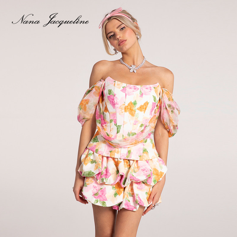 [甄选3折]NanaJacqueline碎花套装鱼骨抹胸上衣搭双层花苞蓬蓬裙,淘宝优惠券,粉丝福利购,淘宝优惠卷