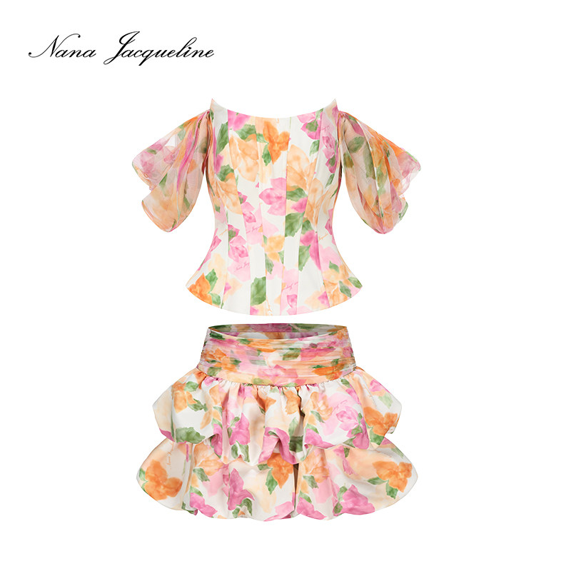 [甄选3折]NanaJacqueline碎花套装鱼骨抹胸上衣搭双层花苞蓬蓬裙,淘宝优惠券,粉丝福利购,淘宝优惠卷