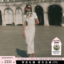 (Song anecdotal) NanaJacqueline one-piece dress sexy fashion Old Money Wind hollowed-out drill chain suit dress