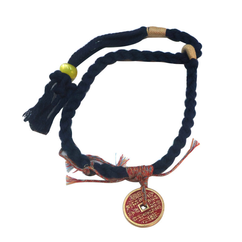 新中式山鬼花钱朱砂手绳小众手链民族风藏式编织手串情侣手饰手链,淘宝优惠券,粉丝福利购,淘宝优惠卷