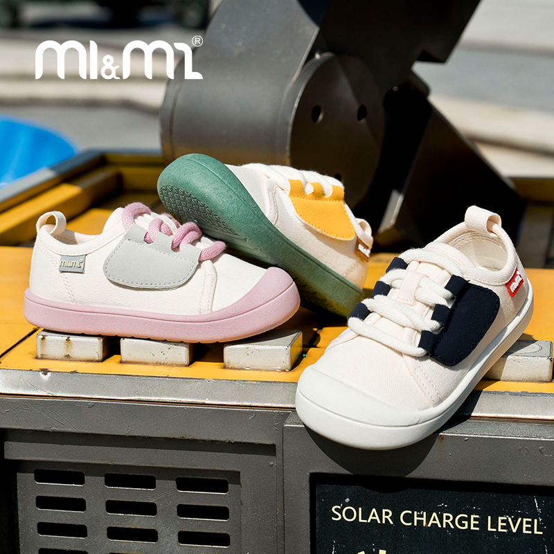 m1m2西班牙童鞋儿童帆布鞋舒适透气幼儿室内鞋魔术贴男女童小白鞋 - 图0