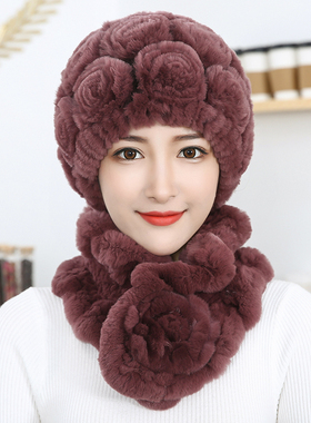帽子女奶奶獭兔中老年人冬季