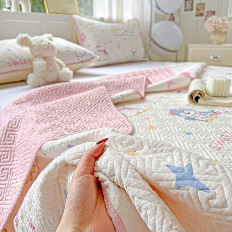 2025新款双面全棉床盖三件套防滑纯棉儿童榻榻米床单单件四季通用