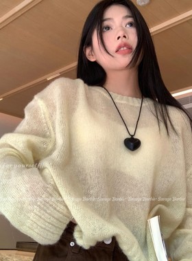 韩系fever同款黑色爱心项链高级感气质简约毛衣链小众设计感颈链