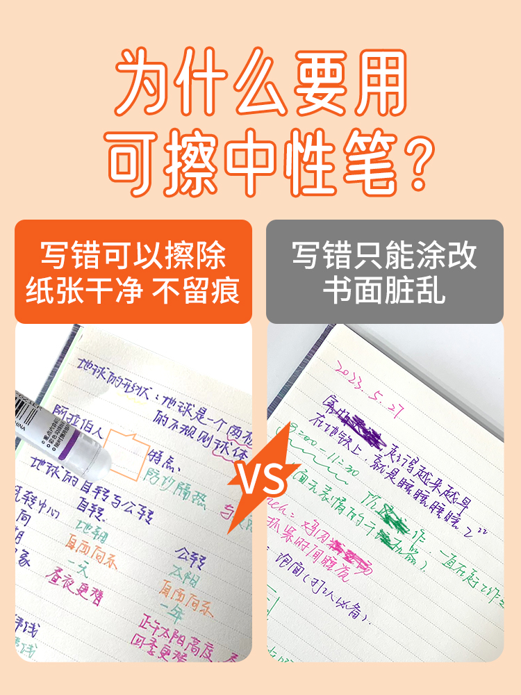 知心G-621ER热可擦彩色中性笔0.7mm标记笔女小学生用荧光擦擦笔记号笔可檫魔力擦笔摩可立擦-图0